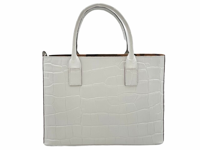 【国産牛革使用】クロコダイル柄トートバック M　ホワイト
