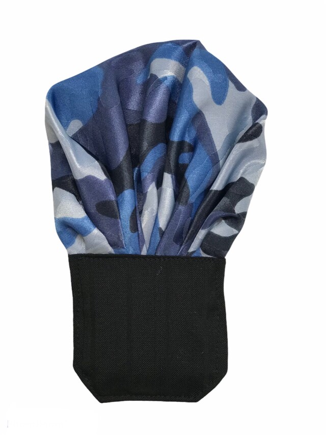 簡単チーフ　カモフラ　ブルー