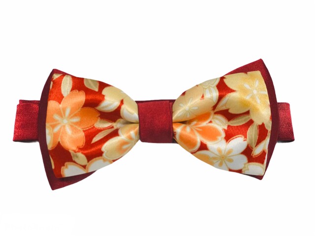 【一時品切中】ワイン×赤和柄　蝶ネクタイ　