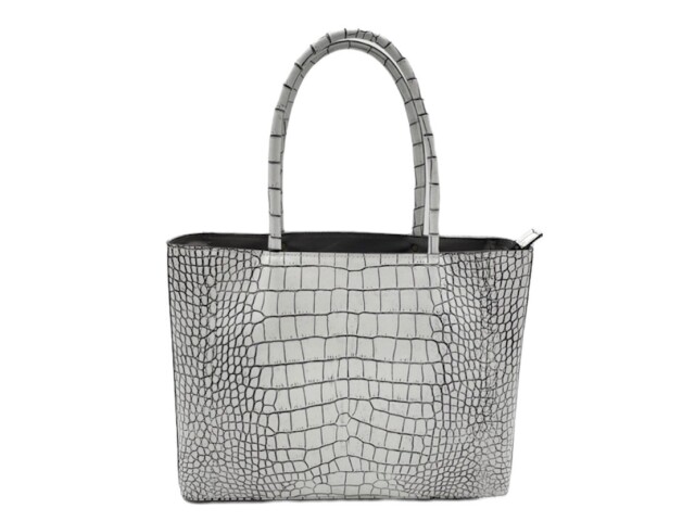 【国産牛革使用】クロコ柄A4対応トートバック　バニラ色