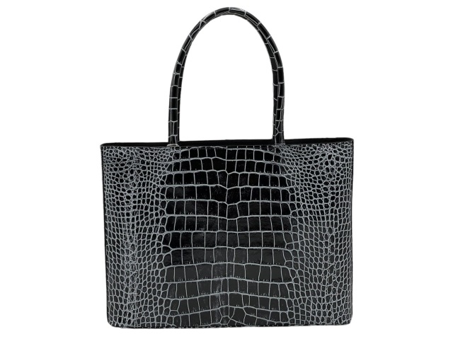 【一時品切中】クロコ柄A4対応トートバック　黒色