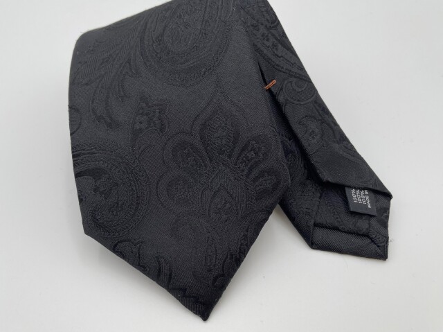 【手縫い/巻きやすい】ブラック　ペイズリー