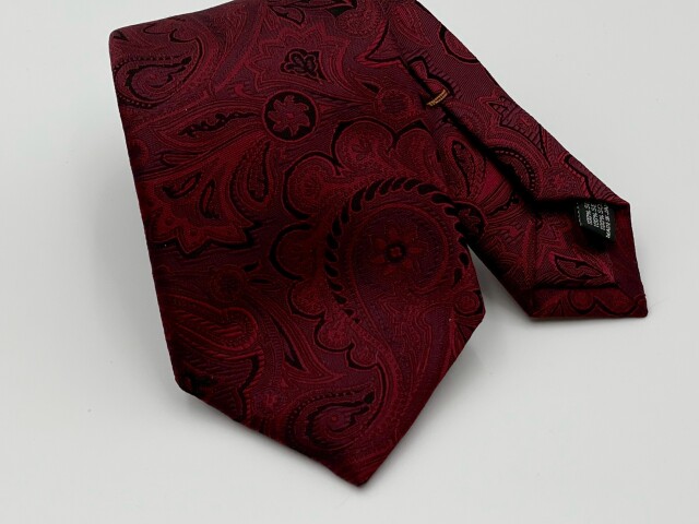 【手縫い/巻きやすい】赤に紺　ペイズリー