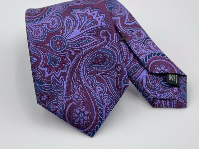 【手縫い/巻きやすい】赤紫×紫　ペイズリー