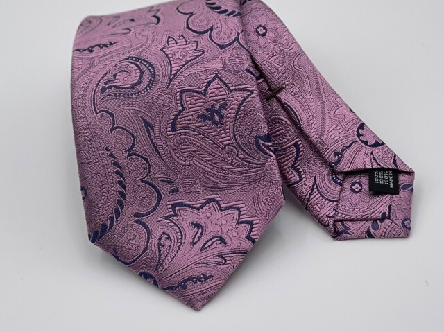 【手縫い/巻きやすい】ピンク×紺　ペイズリー