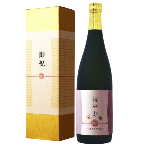 【即日出荷対応】卒寿祝い専用ラベル 金箔入り黒瓶日本酒 720ml