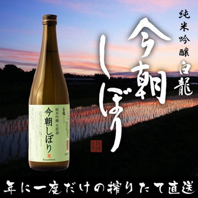 ≪2025年11月13日発送予定≫　白龍酒造【今朝しぼり】純米吟醸生原酒 720ml　早朝搾りたて(無濾過)の純米吟醸【他商品と同梱不可・ギフト包装不可】
