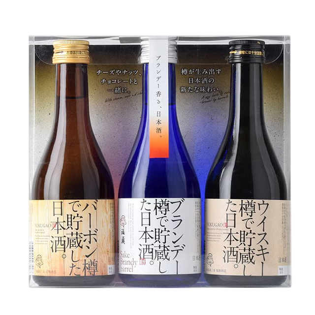 日本酒 飲み比べ バーボン・ブランデー・ウイスキー樽熟成 洋酒樽で貯蔵した日本酒飲み比べセット(300mlx3本詰) 福顔酒造 男性 お酒 洋酒樽 冷やし ロック プレゼント 変わり種 おしゃれ