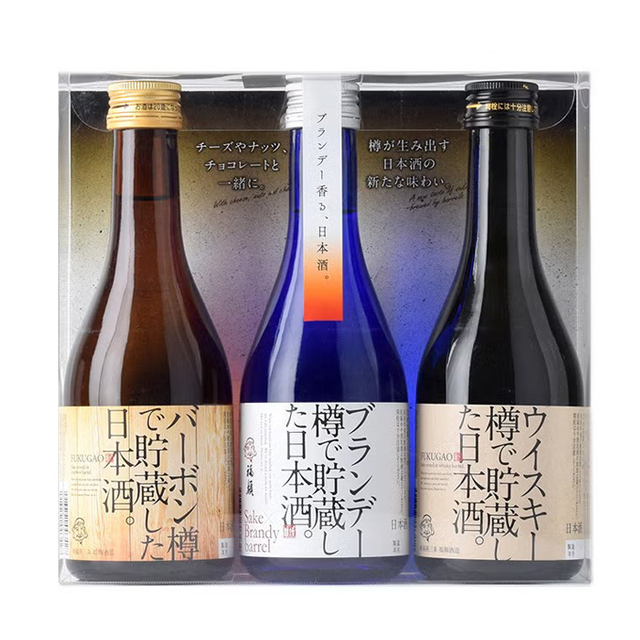 日本酒 飲み比べ バーボン・ブランデー・ウイスキー樽熟成 洋酒樽で貯蔵した日本酒飲み比べセット(300mlx3本詰) 福顔酒造 男性 お酒 洋酒樽 冷やし ロック プレゼント 変わり種 おしゃれ