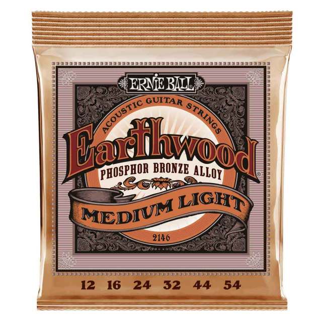 ERNIE BALL/2146 MEDIUM LIGHT EARTHWOOD PHOSPHOR BRONZE ACOUSTIC GUITAR STRINGS 12-54【在庫あり】