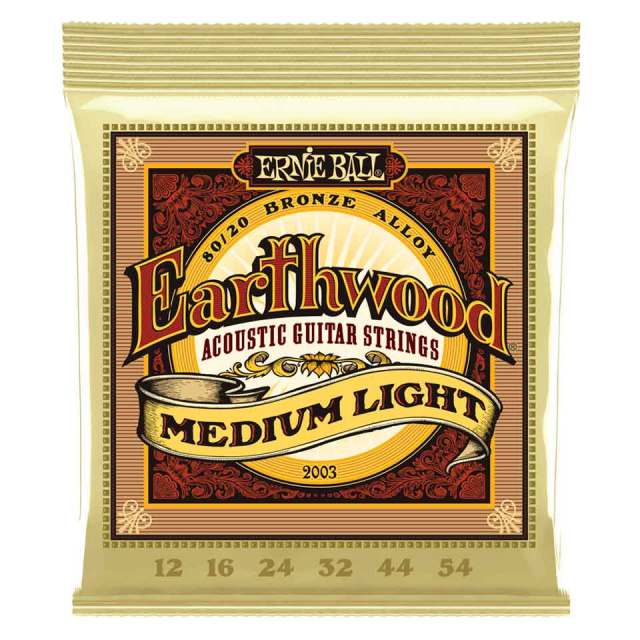 ERNIE BALL/2003 MEDIUM LIGHT EARTHWOOD 80/20 BRONZE ACOUSTIC GUITAR STRINGS 12-54【在庫あり】