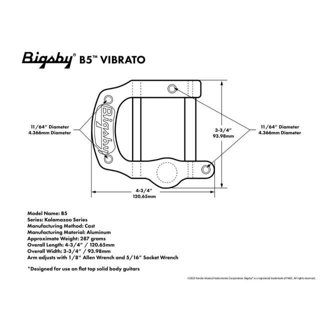Bigsby/B5 TELECASTER MODIFICATION VIBRATO KIT【ビグスビーロゴ