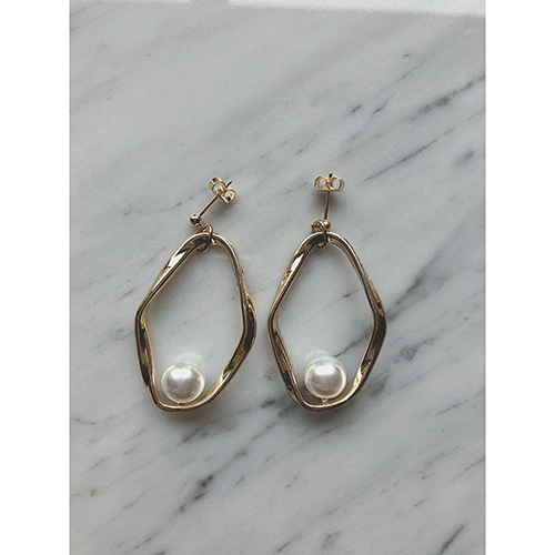 ゴールドフープ×パール　ピアス