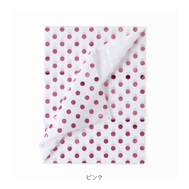 No.59　薄葉紙　白地×ピンクりぼん×ピンクドット　25枚 No.59 薄葉紙 白地×ピンクりぼん×ピンクドット 25枚 箔押し入り薄葉紙