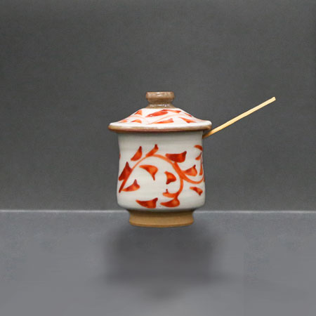 清水焼薬味入 長赤絵