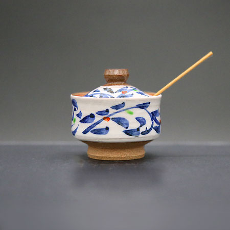 清水焼薬味入 ゴス唐草