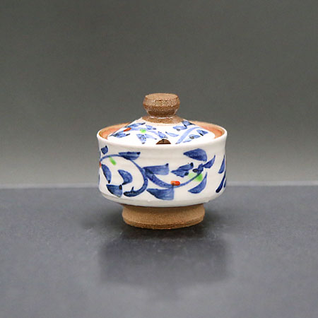 清水焼薬味入 ゴス唐草