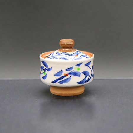 清水焼薬味入 ゴス唐草