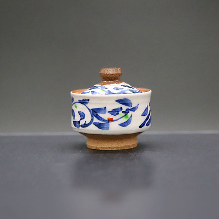 清水焼薬味入 ゴス唐草