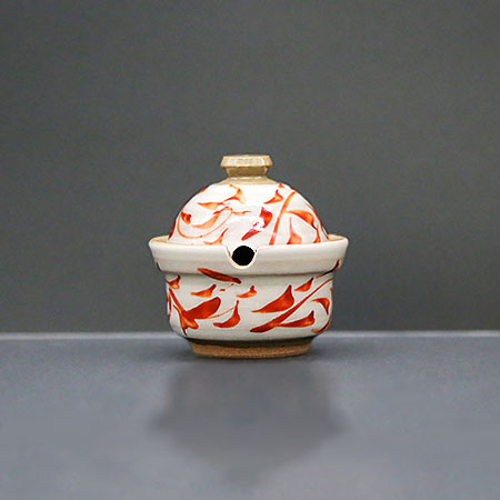 清水焼薬味入 鈴赤唐草