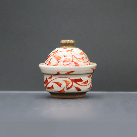 清水焼薬味入 鈴赤唐草