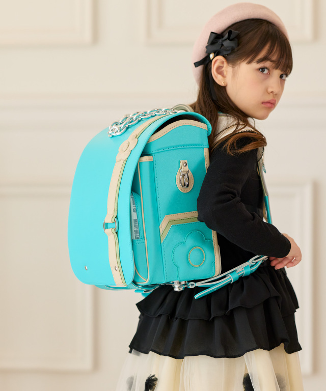 3月14日迄美品セルフオード36 ミントカラーライナー付きプリーツトレンチ入学 M5ハートセレクト／ミントランドセル | 横山鞄｜手作りランドセルの