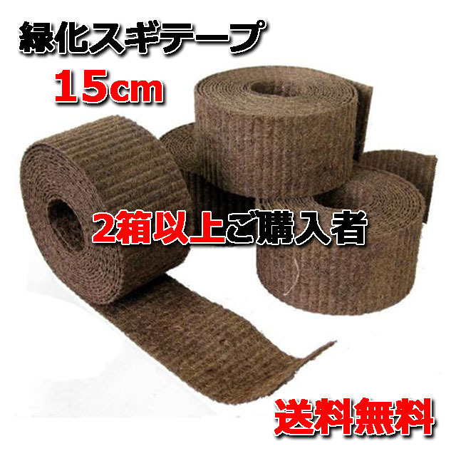 【緑化スギテープ ＃１５０】 １５ｃｍ×１０ｍ 国内生産品 １６巻入/箱 ３箱以上ご購入者　★送料無料★ 天然素材 造園資材