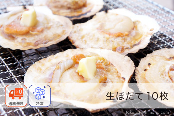 片貝付き 生ほたて 10枚 BBQ バーベキュー【冷凍】