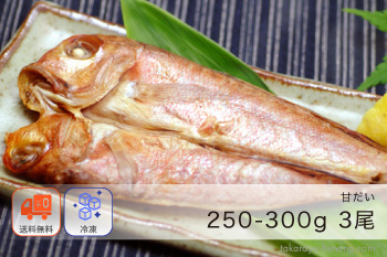 越前特大甘だい 3パック（計3尾・1尾あたり約250-300g）無添加うす塩干物【冷凍】