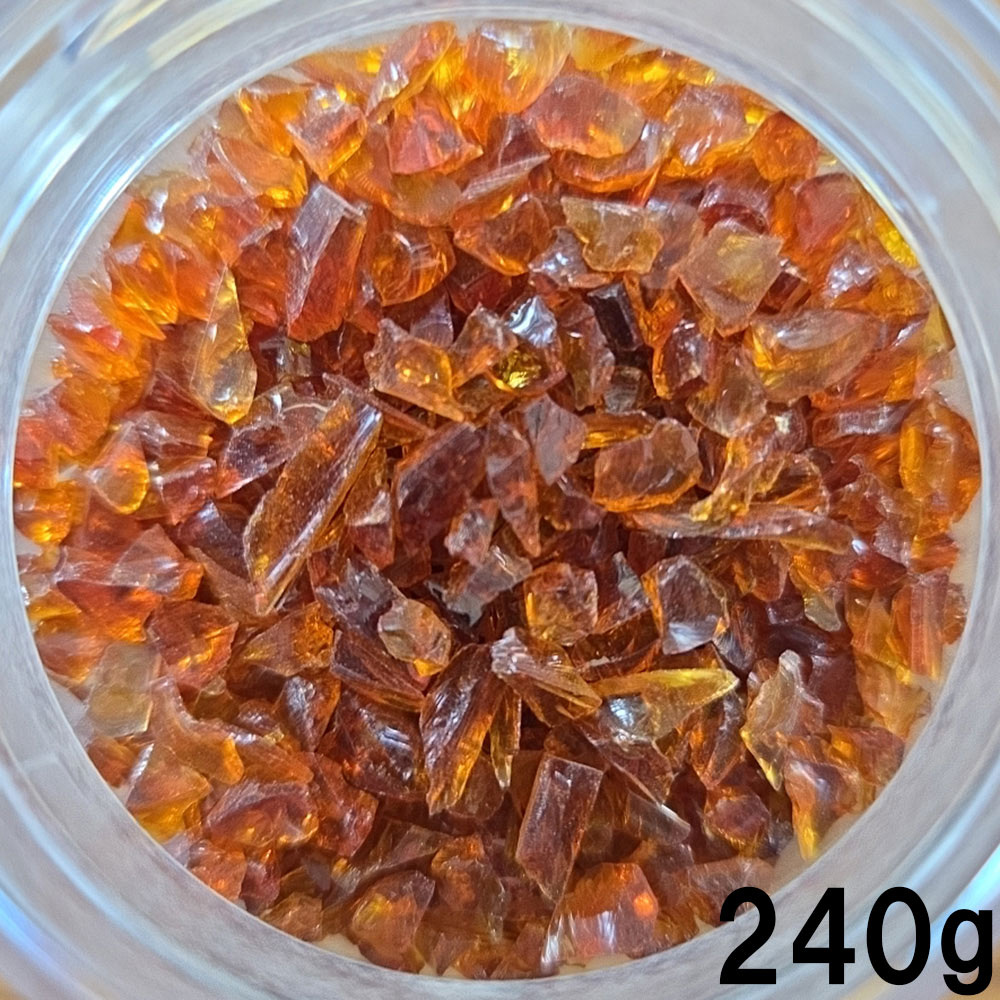 【旧在庫・お買い得品】OGTフリット F5-1108-F(Medium Amber Transparent）240ｇ　(COE96)《LP可》