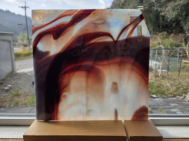 #361 シカゴアートグラス/レッド・ホワイト　サイズ：約260ｘ270ｍｍ