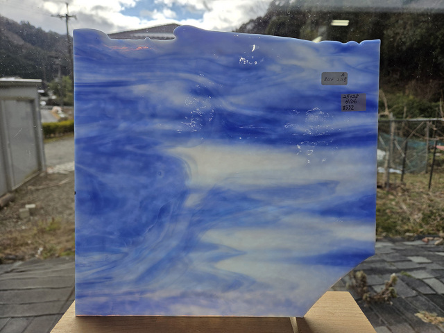 #532 ブルズアイ2118/ブルー・ホワイト 膨張係数90(COE90) サイズ：約250ｘ280ｍｍ