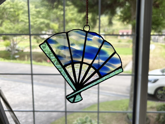 扇子サンキャッチャー］ステンドグラス制作キット（ガラス＋型紙