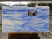 #534 ブルズアイ2118/ブルー・ホワイト 膨張係数90(COE90) サイズ：約480ｘ250ｍｍ