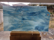 #535 ブルズアイ2108/ブルー 膨張係数90(COE90) サイズ：約480ｘ260ｍｍ