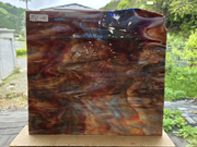 #774【OUTLET】その他アートガラス　オレンジ・ホワイト・ブルー　サイズ：約270ｘ240ｍｍ
