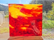 #541　YGアンキャット　レッド/ベージュ　サイズ：約310ｘ300ｍｍ
