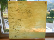 V134 OLDウロボロス アンバーオパール/ブラックストリンガー サイズ：約610ｘ610ｍｍ