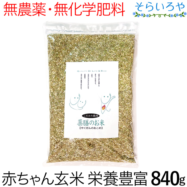 薬膳のお米 840g 栄養価の高い赤ちゃん玄米 無農薬 無化学肥料 西日本産 ※パッケージ変更がある場合がございます。中身は一緒です。