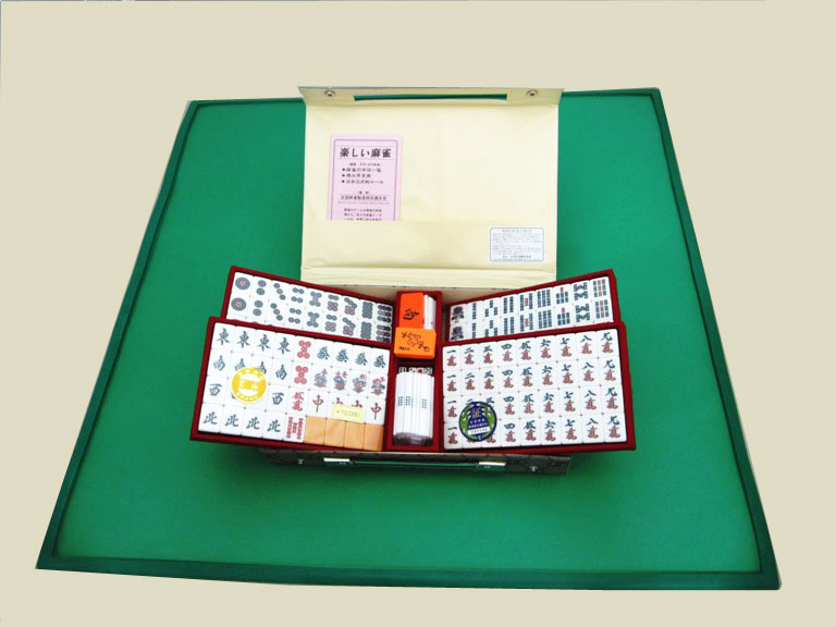 麻雀セット ｄｘ麻雀マットと麻雀牌玄海 黄 のセット 将棋 麻雀 カードゲーム セット用品販売の将棋堂