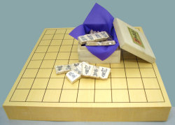 将棋セット ヒバ15号卓上接合将棋盤竹と白椿上彫駒の将棋盤セット 将棋