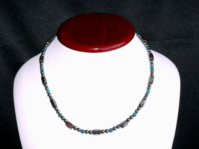 磁気入りヘマタイト＆クリソ瑪瑙ネックレス　42センチ