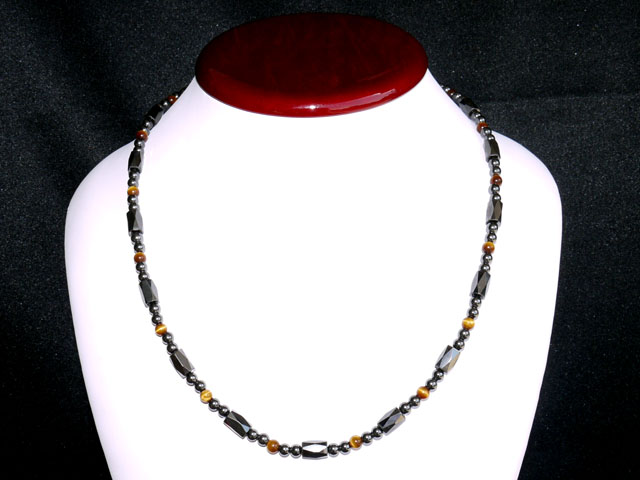 磁気入りヘマタイト＆タイガーアイネックレス　50センチ