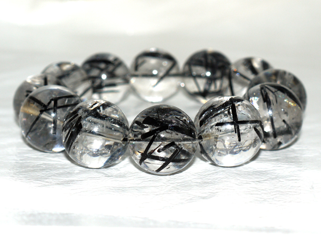 ブラックルチルブレスレット　21ミリ粒  約22ｃｍ