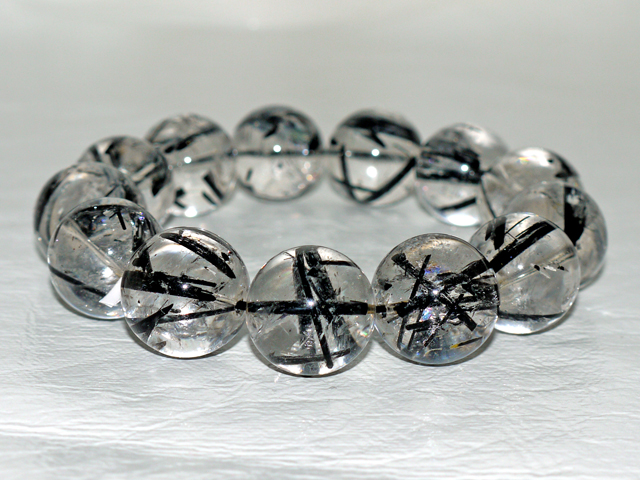 ブラックルチルブレスレット　19ミリ粒  約22ｃｍ