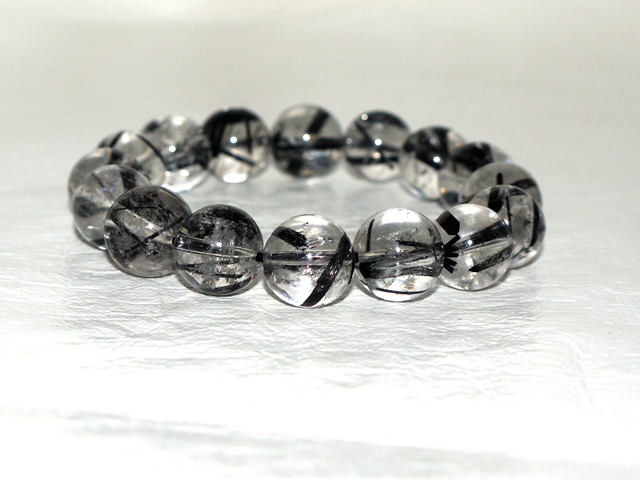 ブラックルチルブレスレット　13ミリ粒  約20ｃｍ