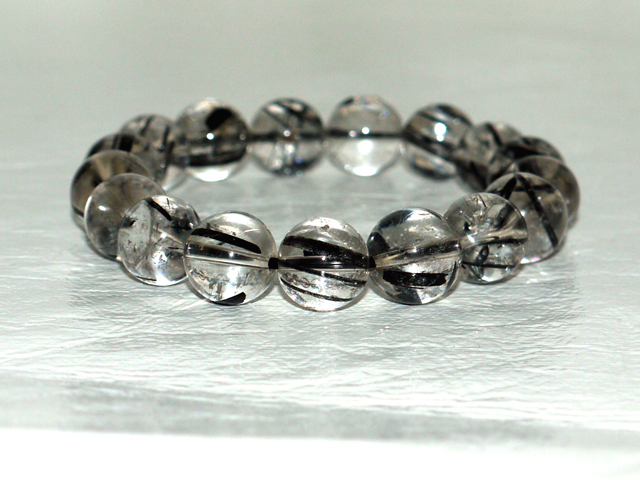 ブラックルチルブレスレット　12ミリ粒  約20ｃｍ