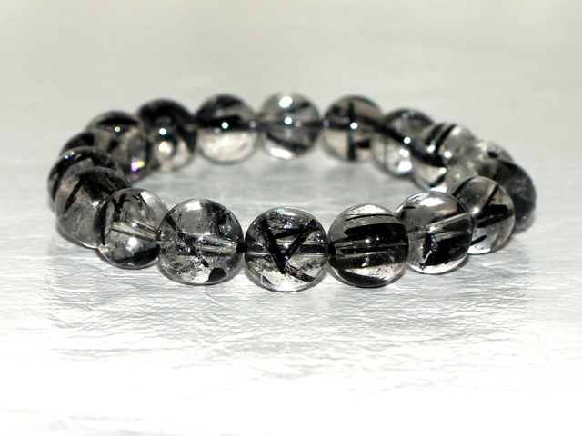 ブラックルチルブレスレット　11ミリ粒  約20ｃｍ