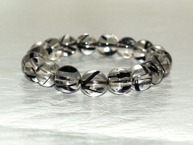 ブラックルチルブレスレット　10ミリ粒  約19ｃｍ