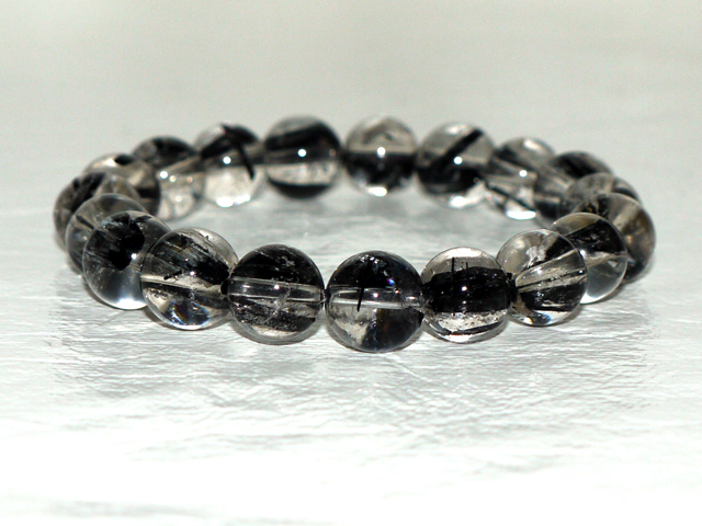 ブラックルチルブレスレット　10ミリ粒  約19ｃｍ